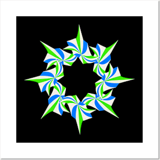 Green and blue star Posters and Art